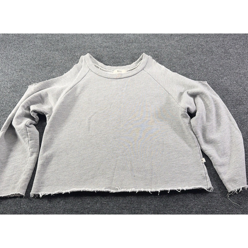 NYTT Cold Shoulder Sweatshirt Cropped Women's Gray Size XS   EUC